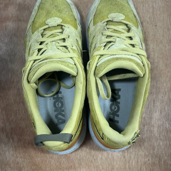 Hoka One One U Clifton L Suede Sneakers Shoes Yellow Men Size 9.5